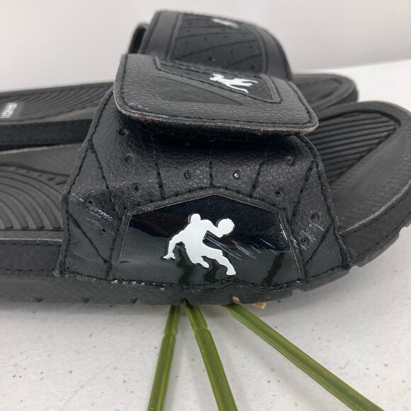 AND1 Black White Hook And Loop Lightweight Slip On Youth Slide Sandal Shoes - Picture 7 of 8